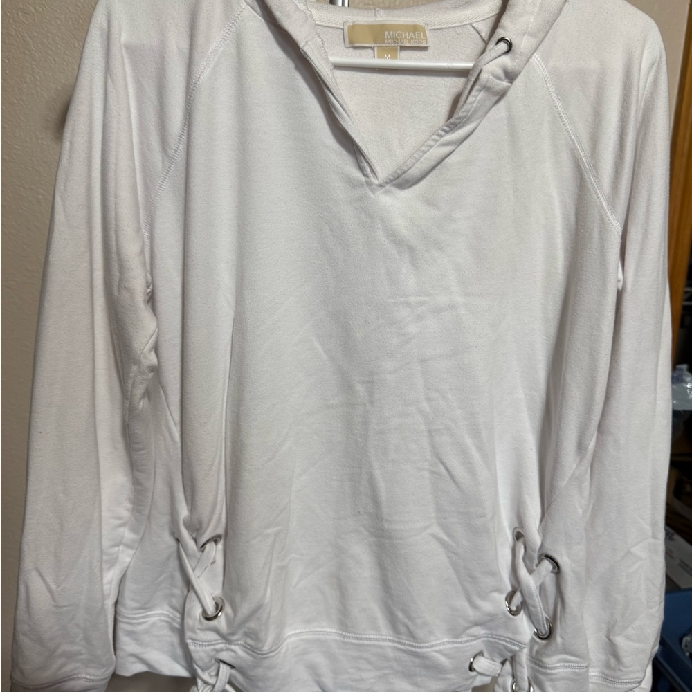 Michael Kors White Lace-Up Hoodie